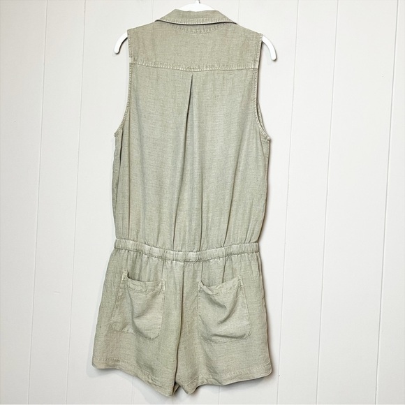 Bella Dahl Utility Romper Large‎ Soft Army sleeveless linen pockets drawstring - Picture 6 of 16